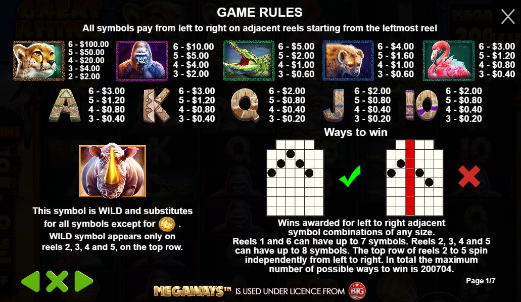 wie man den großartigen Rhino Megaways Slot spielt