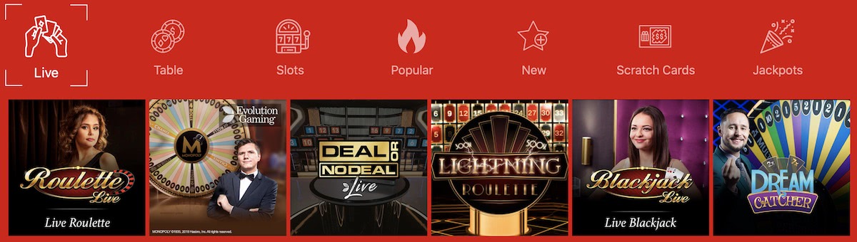 Captain Spin Live-Casino-Spiele